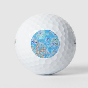 Cute blue pastel floral bandanna golf balls
