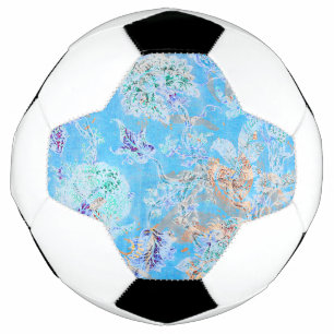 Cute blue pastel floral bandanna soccer ball