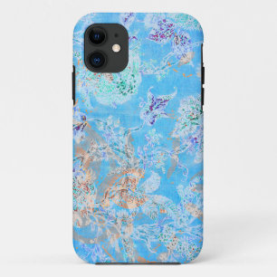 Cute blue pastel floral iPhone 11 case
