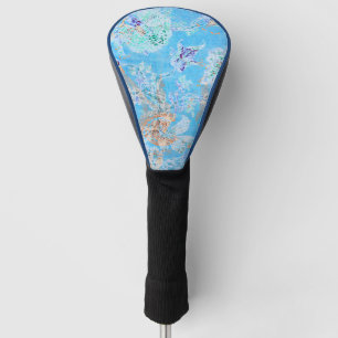 Cute blue pastel floral golf head cover