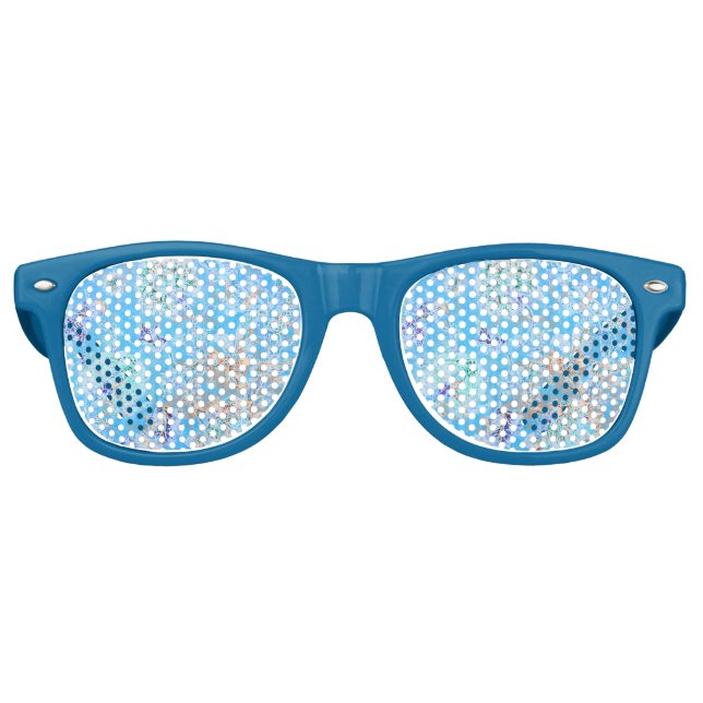 Cute blue pastel floral retro sunglasses (Front)