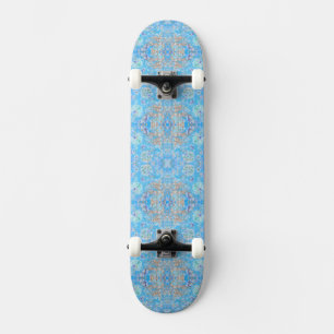 Cute blue pastel floral skateboard