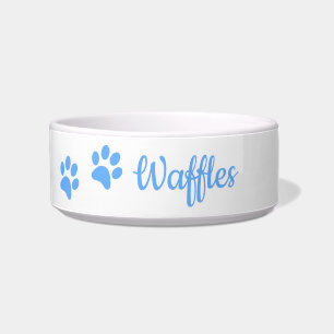 Cute Blue Paw Prints Personalised Pet Name Gift Bowl