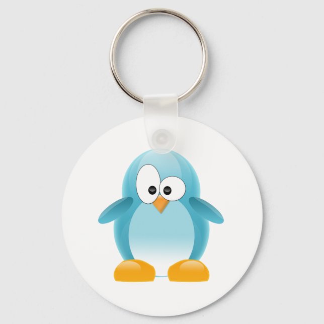 Cute Blue Penguin Key Ring (Front)