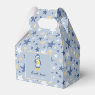 Cute Blue Penguin Stars Thank You Baby Shower Favour Box