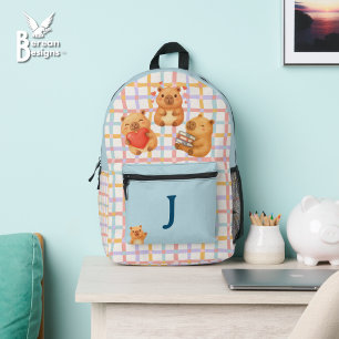 Cute Blue Personalised Capybara Printed Backpack