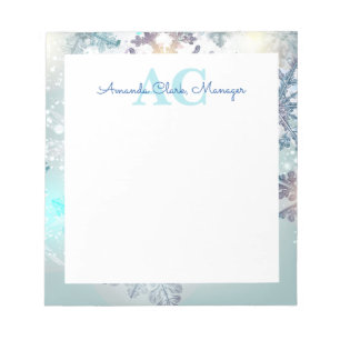 Cute Blue Personalised Monogram Name  Notepad