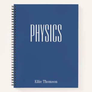 Cute Blue Personalised School Subject Physics Notebook