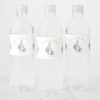 Cute Blue Peter Rabbit Baby Shower Water Bottle Label
