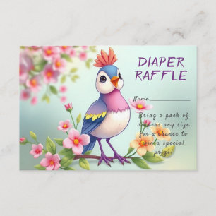 Cute Blue Pink Bird Floral Baby Shower Enclosure Card