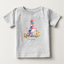 Cute Blue Pink Bird Floral Baby T-Shirt
