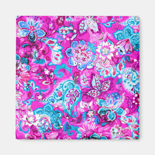 Cute blue pink flowers patterns magnet
