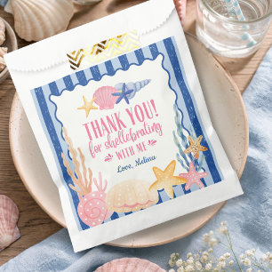 Cute Blue Pink Ocean Seashell Thank You Favour Bags