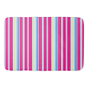Cute blue pink stripes bath mat