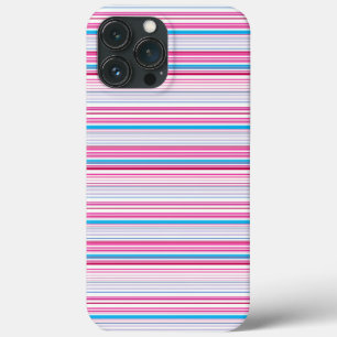Cute blue pink stripes iPhone 13 pro max case