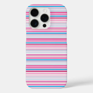 Cute blue pink stripes iPhone 16 pro case