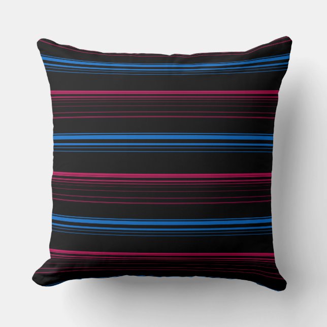 Cute blue pink stripes  cushion (Front)