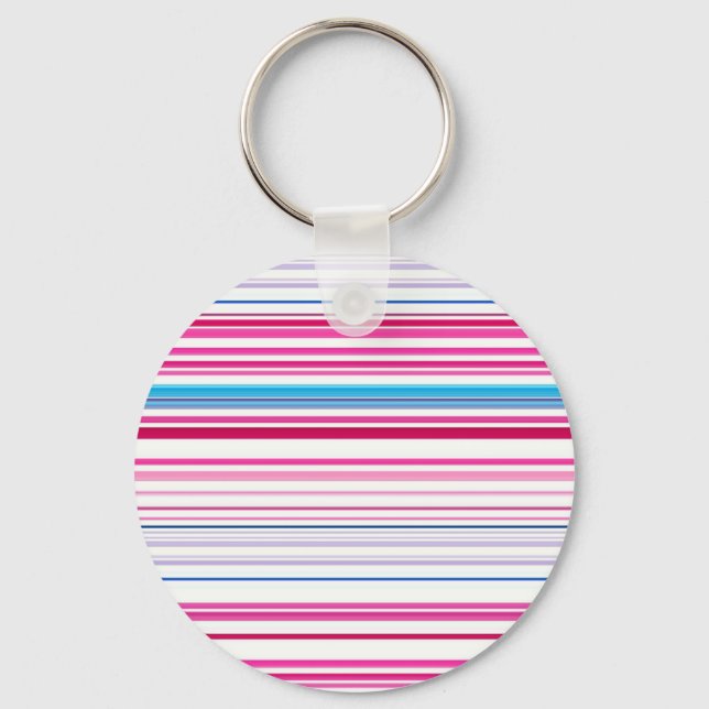 Cute blue pink stripes key ring (Front)