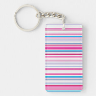 Cute blue pink stripes key ring