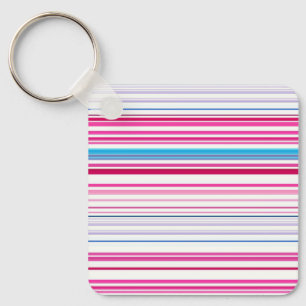 Cute blue pink stripes key ring