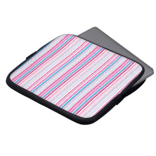 Cute blue pink stripes laptop sleeve