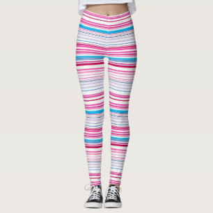 Cute blue pink stripes leggings