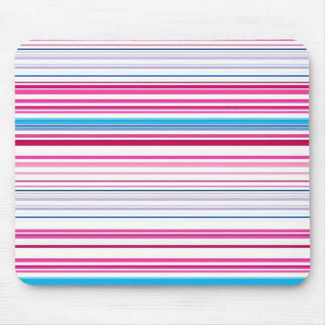 Cute blue pink stripes mouse pad (Front)