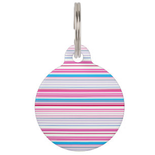 Cute blue pink stripes pet tag