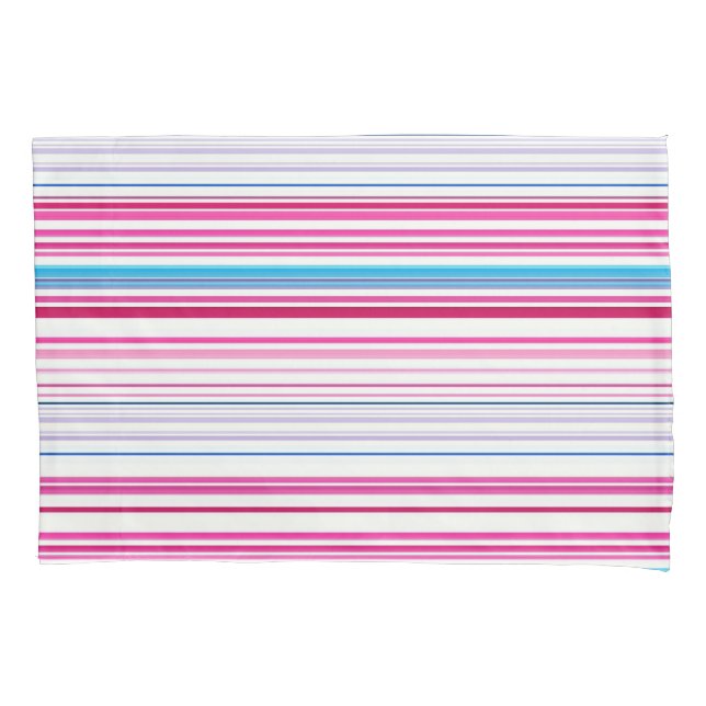 Cute blue pink stripes pillowcase (Front-Left)