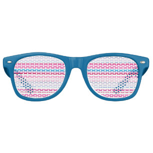 Cute blue pink stripes retro sunglasses