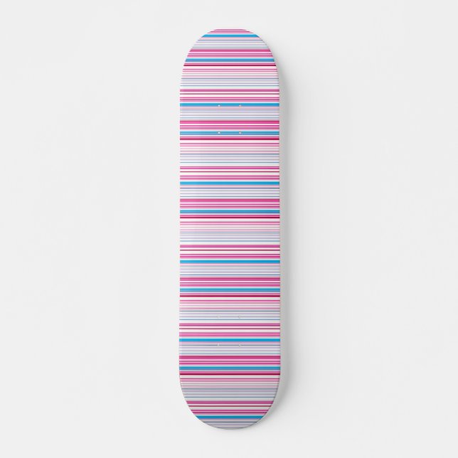 Cute blue pink stripes skateboard (Front)