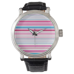 Cute blue pink stripes watch
