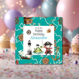 Cute Blue Pirate child's Birthday Invitation