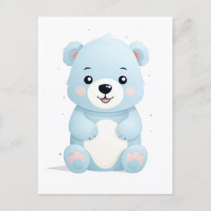 Cute blue polar bear , postcard