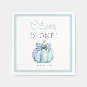 Cute Blue Pumpkin Baby Boy First Birthday Napkin