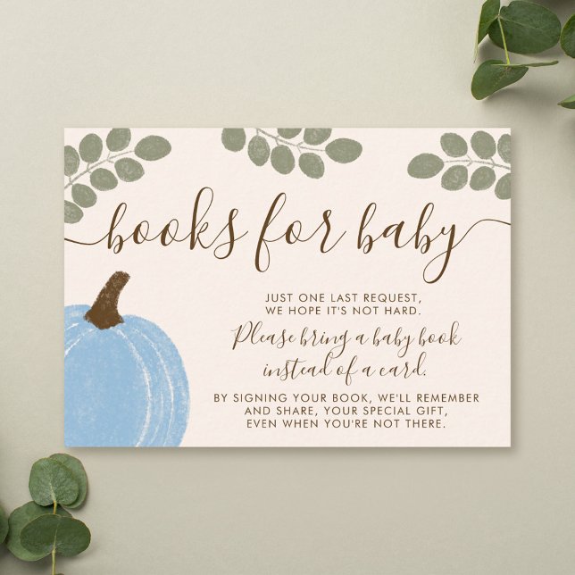 Cute Blue Pumpkin Eucalyptus Fall Books for Baby Enclosure Card (Creator Uploaded)