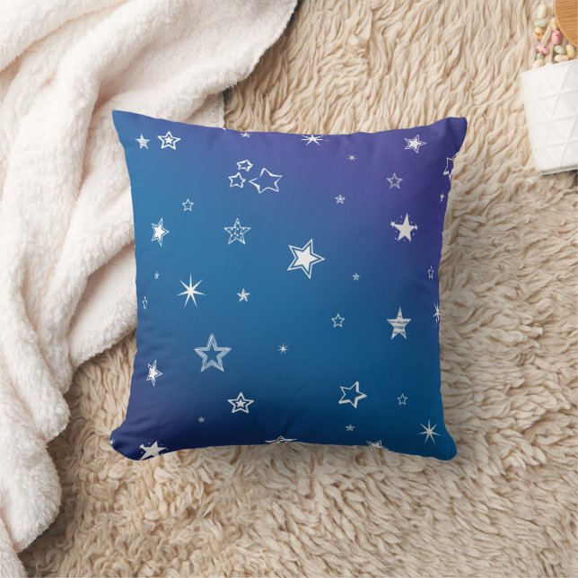 Cute Blue & Purple gradient Star night Cushion (Blanket)