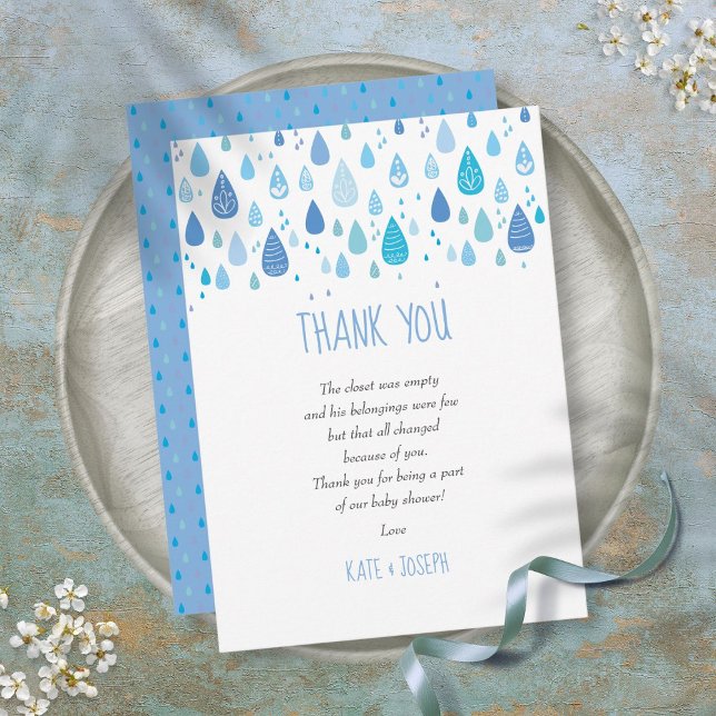 Cute Blue Raindrops Baby Shower Thank You Poem (Cute Blue Raindrops Baby Shower Thank You Poem)