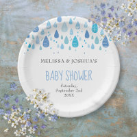 Cute Blue Raindrops Couples Baby Shower Sprinkle
