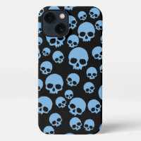 Cute Blue Random Skulls Pattern