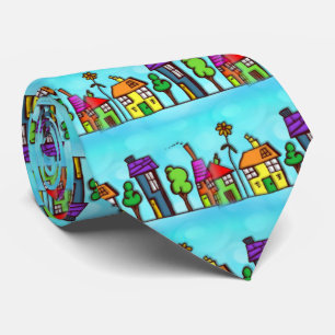 Cute Blue Real Estate Agent Neck Tie
