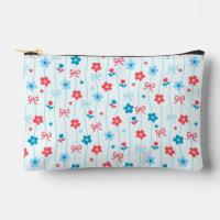 Cute Blue & Red Floral Bow Pattern Patriotic