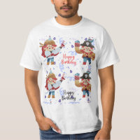 Cute blue & red pirate theme T-Shirt