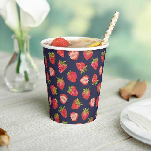 Cute Blue & Red Summer Strawberry Fruit Paper Cup (Insitu)