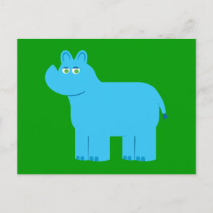 Cute Blue Rhino Postcard