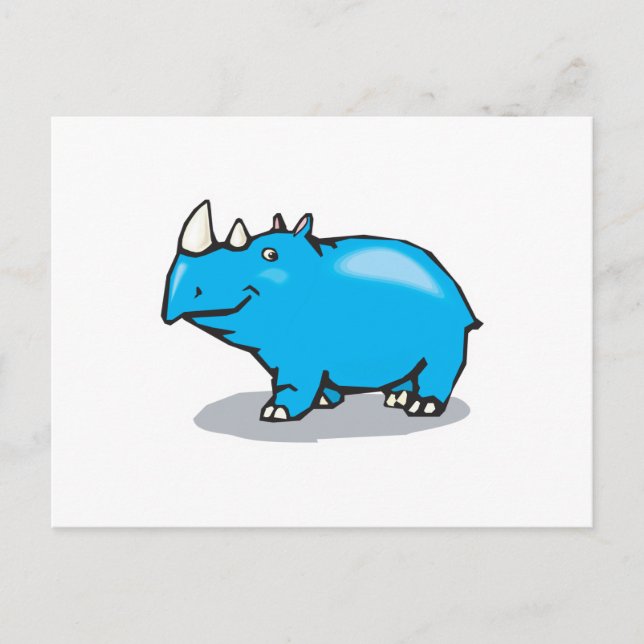 cute blue rhino postcard (Front)