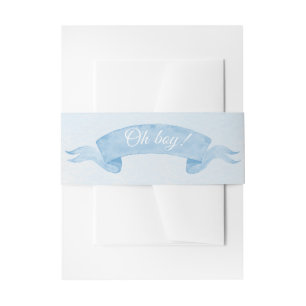 Cute Blue Ribbon "Oh boy" Teddy Bear Invitation Belly Band