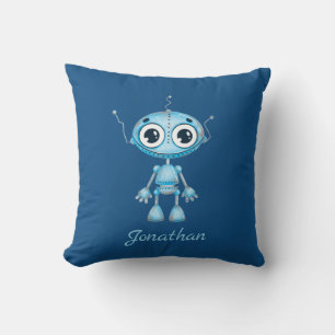 Cute Blue Robot Baby Boy Nursery Kid's Room Cushion