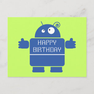 Cute Blue Robot Postcard