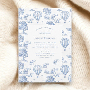 cute blue safari baby shower  invitation